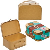 Cardboard Craft Suitcase Boxes (Pack of 3) Latch & Handle Included, Design Your Own, Size 11.5cm x 5cm x 8cm
