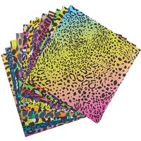 Funky Animal Print Paper 120gsm (Pack of 48) 12 Assorted Animal Print Designs, 203mm x 203mm