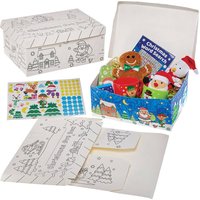 Colour-in Sticker Christmas Eve Box (Each) Create Your Own, Size 17cm x 24.5cm x 10.5cm, Stickers Included