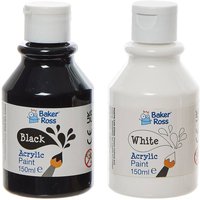 Black & White Acrylic Paint Pack 150ml (Pack of 4) Black & White
