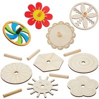 Wooden Shaped Spinning Tops (Pack of 9)