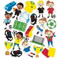Football Foam Stickers (Pack of 120) 30 Assorted Designs, 20mm-70mm Size, Sports Arts & Crafts