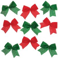 Christmas Burlap Hessian Bows (Pack of 24) Christmas Party Supplies 2 Christmas colours - Red & Green
