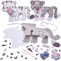 Snow Leopard & Tiger Cushion Sewing Kits (Pack of 2) Sewing & Weaving Craft Kits