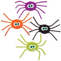 Bendy Spiders (Pack of 4) Halloween Toys, 4 Assorted Colours, Party Bag Fillers