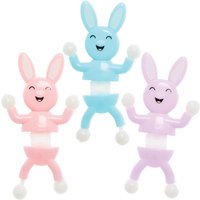 Bunny Wall Climber Toys (Pack of 6) Easter Toys 3 assorted colours - Pink, Blue & Purple