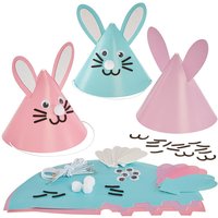 Easter Bunny Hat Kits (Pack of 6) Easter Crafts For Kids 3 assorted colours - Pink, Purple & Blue