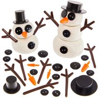 DIY Snowman Accessory Kit (Pack of 120) Christmas Crafts, Hats, Noses, Arms And Eye & Mouth Buttons