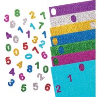 Glitter Foam Self-Adhesive Numbers (Pack of 800) 8 Assorted Colours, Sticker Size 15mm, Numbers 0-9, Stickers