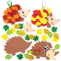 Leafy Hedgehog Kits (Pack of 5) Decoration Craft Kits 5 colourways - Red/Yellow, Yellow/Dark Green, Orange/Dark Green, Light Green/Yellow & Red/Orange