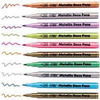 Click to view product details and reviews for Metallic Multi Purpose Deco Pens Pack Of 10 Water Based Fibre Tipped Pens 3mm Tip 8 Assorted Colours. Click to view product details and reviews for Metallic Multi Purpose Deco Pens Pack Of 10 Water Based Fibre Tipped Pens 3mm Tip 8 Assorted Colours.