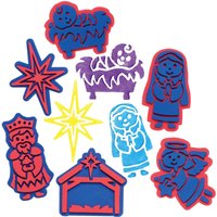 Nativity Foam Stampers (Pack of 10) Christmas Craft Supplies 2 foam colours - Blue & Red