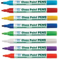 Rainbow Colours Glass Paint Pens (Pack of 8) Oil-Based Acrylic Paint, Quick Dry, Gloss Finish, 8 Colours