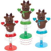 Reindeer Jump-ups (Pack of 6) Fun Festive Toys, 3 Colours, Christmas Toys