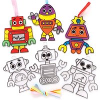 Robot Suncatchers (Pack of 10) Decoration Craft Kits 5 ribbon colours - Red, Orange, Purple, Green & Blue