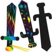 Scratch Art Swords (Pack of 6) Craft Kits For Kids