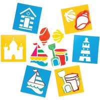 Seaside Stencils (Pack of 6) Art Supplies, Art Materials 2 stencil colours - Blue & Yellow