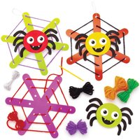 Spider Web Weaving Decoration Kits (Pack of 5) Halloween Crafts, 5 Assorted Designs, Sewing & Weaving Kits