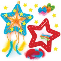 Star Dreamcatcher Kits (Pack of 4) Decoration Craft Kits 4 assorted colourways - Blue/Orange, Pink/Green, Red/Blue & Purple/Pink