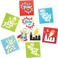 Star Superhero Stencils (Pack of 6) Art Supplies, Art Materials 2 stencil colours - Red & Green