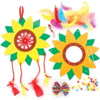 Sunflower Dreamcatcher Kits (Pack of 4) Decoration Craft Kits 4 wool colours - Purple, Red, Blue & Yellow