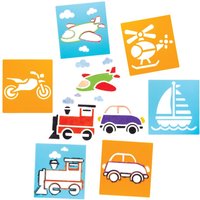 Transport Stencils (Pack of 6) Art Supplies, Art Materials 2 stencil colours - Orange & Blue