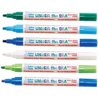 Under The Sea Multi-Purpose Deco Paint Pens (Pack of 6) Broad-Tipped, Oil-Based Acrylic Paint, Gloss Finish