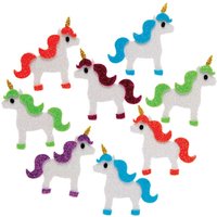 Unicorn Glitter Foam Stickers (Pack of 100) Stickers 5 assorted colours - Lilac, Green, Orange, Blue & Pink