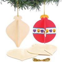 Wooden 3D Baubles (Pack of 6) Christmas Crafts