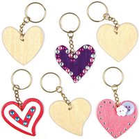Schlüsselanhänger Herz aus Holz (pro Set 8) Bastelaktivitäten Valentinstag