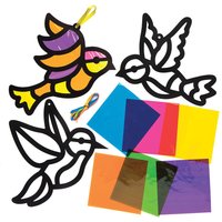 Bastelsets für Deko-Anhänger Vögel mit Buntglas-Effekt (pro Set 6) Bastelsets