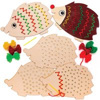 Garn-Bastelsets Igel aus Holz (pro Set 4) Basteln mit Holz