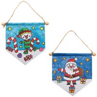 Stoff-Banner zum Ausmalen Weihnachten (pro Set 3) Bastelaktivitäten zu Weihnachten