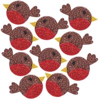 Glitzernde Moosgummi-Aufkleber Rotkehlchen (pro Set 100) Bastelbedarf zu Weihnachten