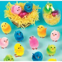 Flauschige Mini-Küken in bunten Farben (pro Set 12) Ostern Mitgebsel