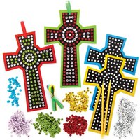 Bastelset für Deko-Anhänger Kreuz mit Pailletten (pro Set 5) Bastelaktivitäten zu Ostern