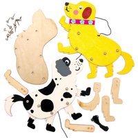 4 x Bastelsets Holzfiguren "Hund", Basteln für Kinder