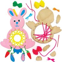Osterküken & Hasen Traumfänger-Bastelsets aus Holz (pro Set 4) Bastelaktivitäten zu Ostern