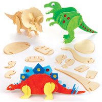 Dinosaurier aus Holz zum Zusammenstecken (pro Set 5) Basteln mit Holz