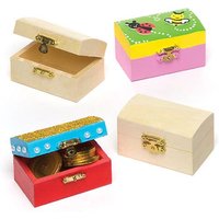 4 x Mini-Schatztruhen aus Holz | Bastelblanks & Basen