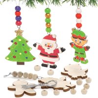 Weihnachtliches Holzperlen-Set (pro Set 6) Bastelaktivitäten zu Weihnachten
