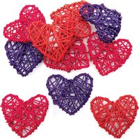 Rote, rosa und lila Rattan-Herzen (pro Set 10) Bastelaktivitäten Valentinstag