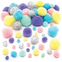 Großpackung Pompons in Einhornfarben (pro Set 348) Bastelbedarf Verzierung & Dekorationen