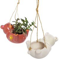 Teddybär Hängende Keramikblumentöpfe (pro Set 2) Keramik & Porzellan