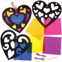 Herz Anhänger-Bastelsets mit Buntglas-Effekt (pro Set 6) Bastelsets