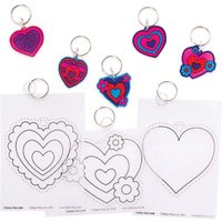 Herz Schlüsselanhänger aus Schrumpfplastik (pro Set 10) Bastelsets