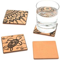 Quadratische Terrakotta Untersetzer (pro Set 6) Keramik & Porzellan
