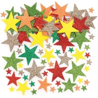 Glitzernde Sternaufkleber aus Moosgummi in Herbstfarben (pro Set 198) Bastelbedarf Verzierung & Dekorationen