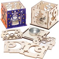 Zauberer Teelichthalter aus Holz (pro Set 3) Halloween-Basteleien