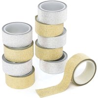 Gold & Silber Klebeband mit Glitzer (pro Set 10) Bastelmaterial